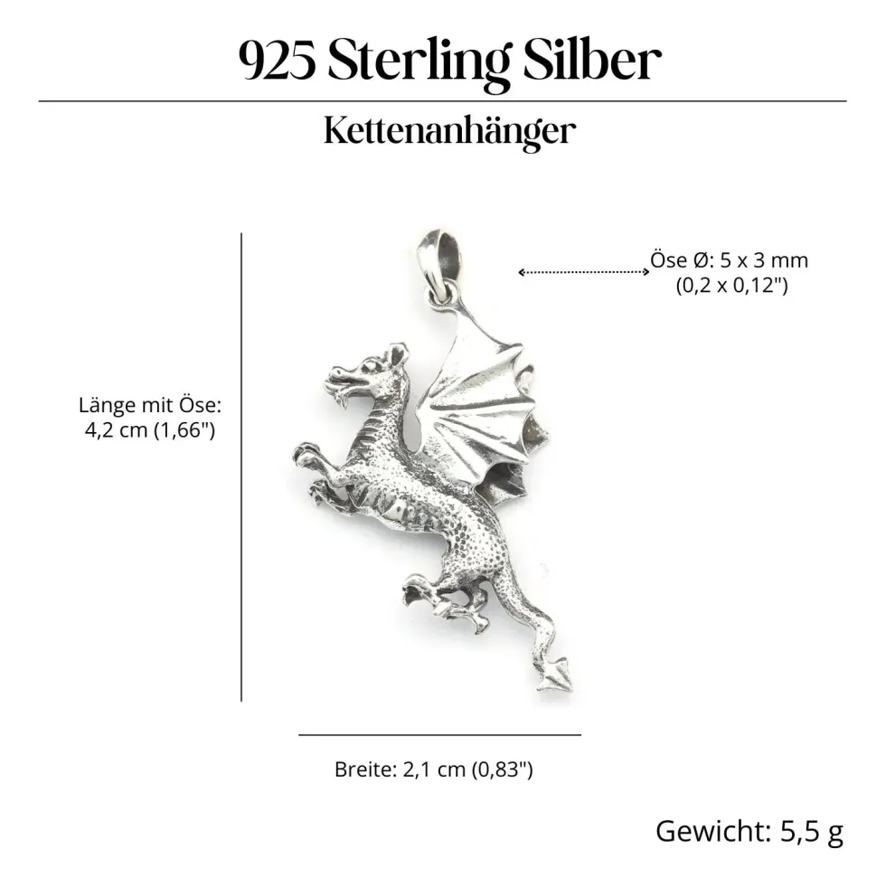 Welsh Drache Schmuck Anhänger 925 Silber