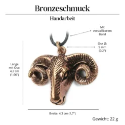 Widderkopf Bronze Anhänger Schmuck