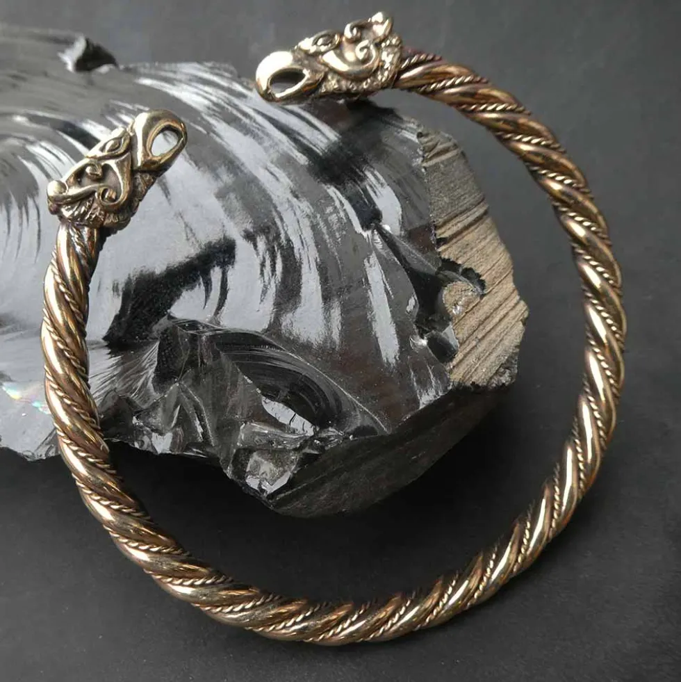 Wikinger Armreif Bronze Raben Armschmuck 6,5 cm innen
