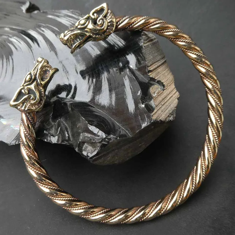 Wikinger Armreif XXL innen 7,5cm Bronze Himmelswölfe Hati Skalli
