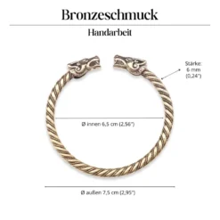 Wikinger Armschmuck innen 6,5cm Bronze Himmelswölfe Hati Skalli