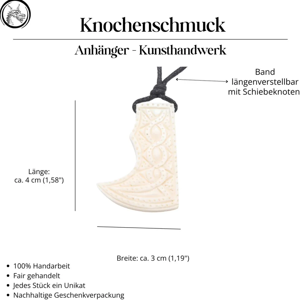 Wikinger Axt Knochen Schmuck Anhänger handgefertigter Schmuck