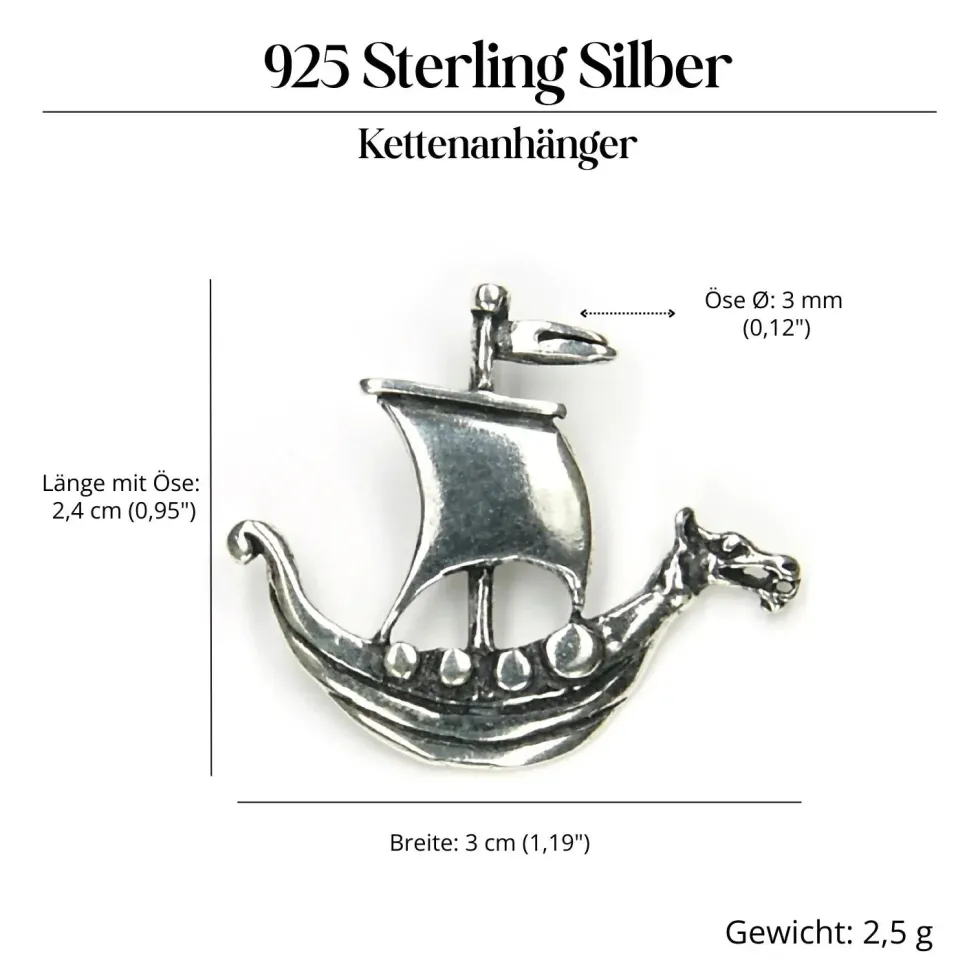 Wikingerboot Anhänger Schmuck Boot 925 Silberanhänger