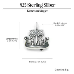 Wikingerboot Schmuck Anhänger aus 925 Silber