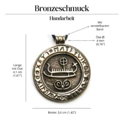 Wikinger Boot Schmuck Anhänger Sonnenschiff mit Runen