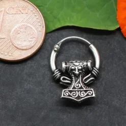 Wikinger Creole 12mm / 1,5mm Stärke Thors Hammer 925 Silber