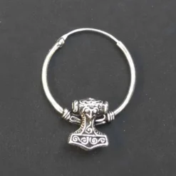 Wikinger Creole 20mm / 1,5mm Stärke Thors Hammer 925 Silber