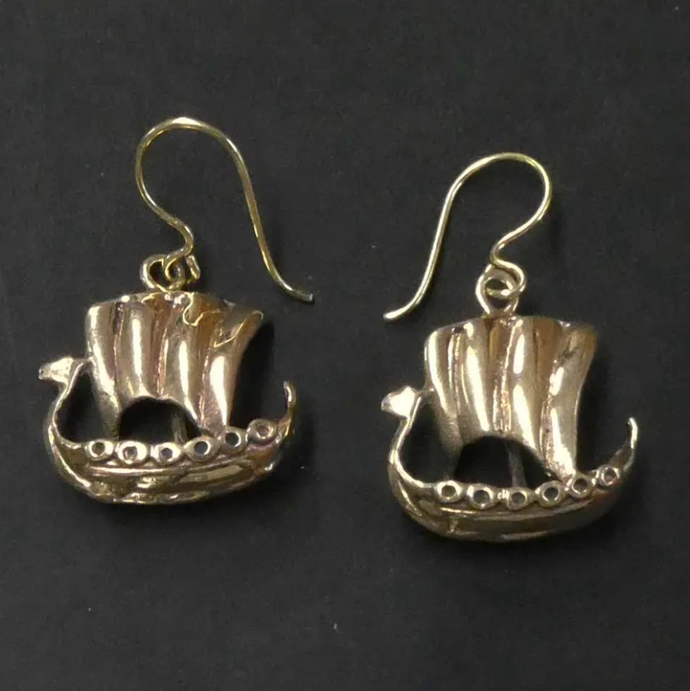 Wikinger Drachenboot Ohrringe Bronze Einhänger Schmuck