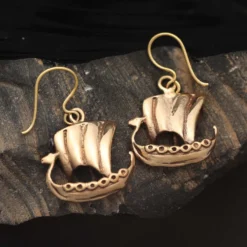 Wikinger Drachenboot Ohrringe Bronze Einhänger Schmuck