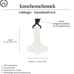 Wikinger Schmuck Mjölnir Knochen Schmuck Anhänger Halskette