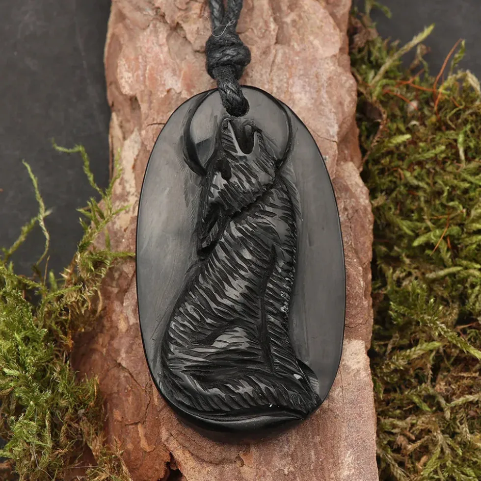 Wolf Hornschmuck Anhänger Kette