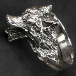 Wolf Ring 925er Silberschmuck Wolfskopf