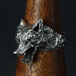 Wolf Ring 925er Silberschmuck Wolfskopf
