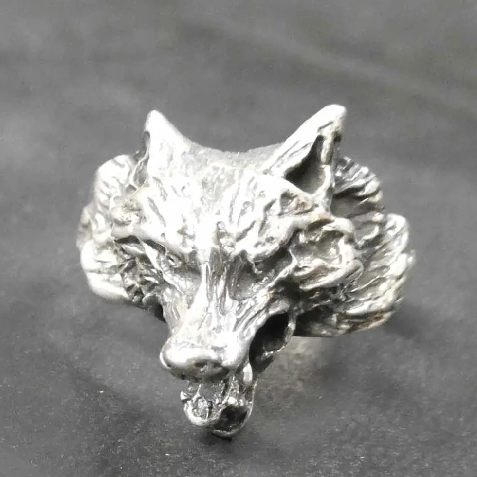 Wolf Ring 925er Silberschmuck Wolfskopf