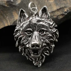 Wolf Schmuck Anhänger aus Silber Wolfskopf Kettenanhänger 925 Silber