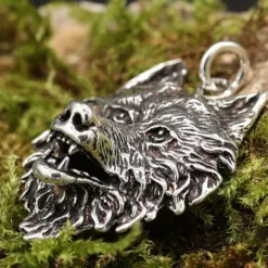 Wolf Schmuck Anhänger aus Silber Wolfskopf Kettenanhänger 925 Silber