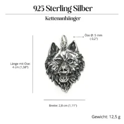 Wolf Schmuck Anhänger aus Silber Wolfskopf Kettenanhänger 925 Silber
