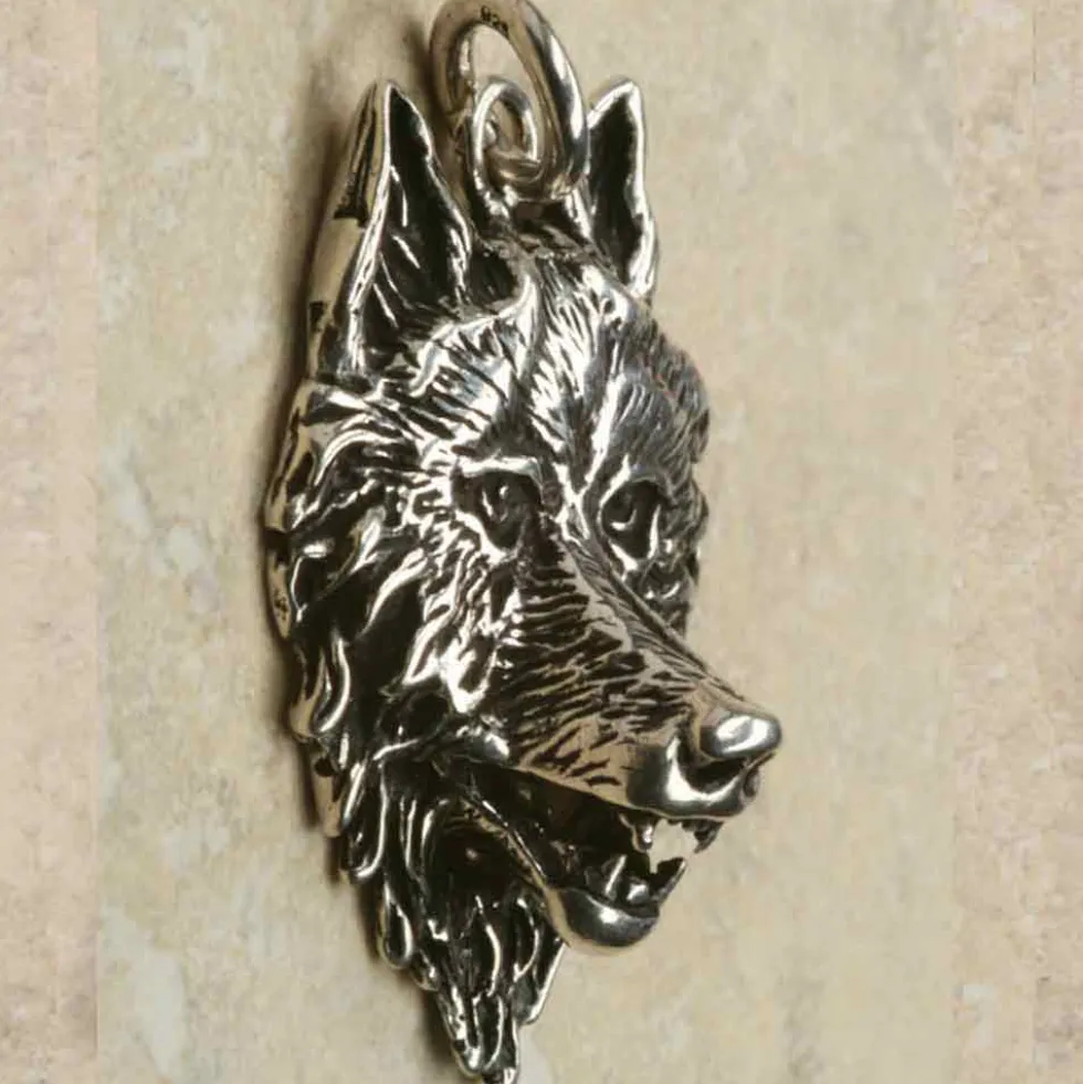 Wolf Schmuck Anhänger aus Silber Wolfskopf Kettenanhänger 925 Silber