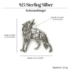 Wolf Schmuck Anhänger 925 Silber Kettenanhänger