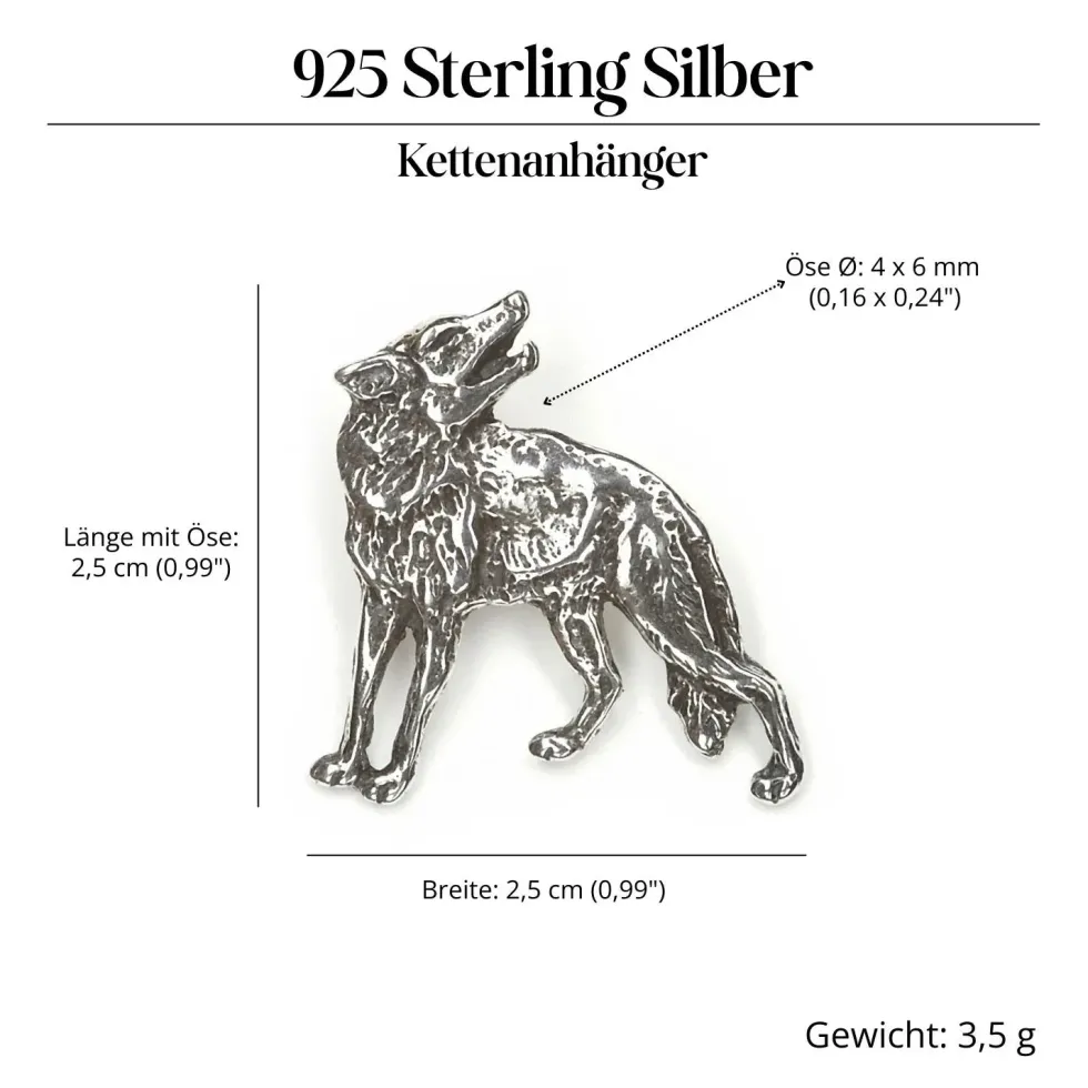 Wolf Schmuck Anhänger 925 Silber Kettenanhänger