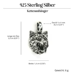 Wolf Schmuck Anhänger 925 Sterlingsilber Wolfskopf