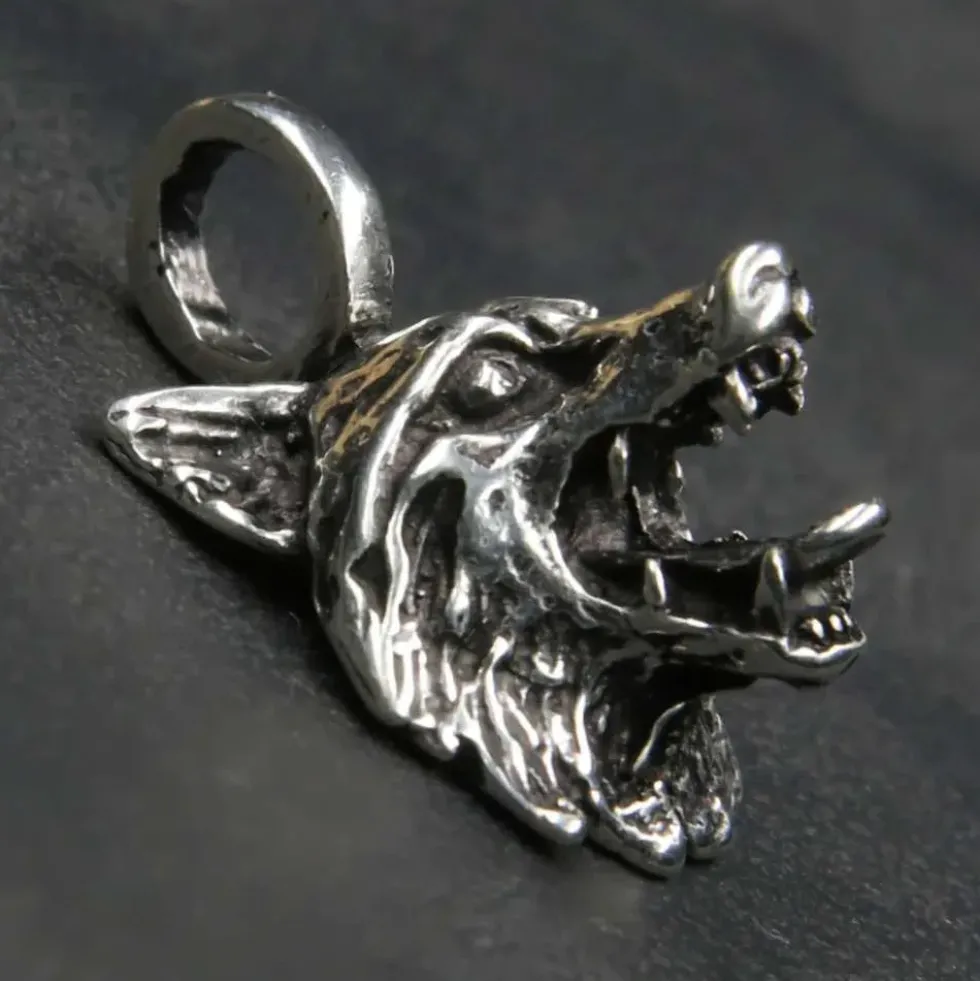 Wolf Schmuck Anhänger 925 Sterlingsilber Wolfskopf