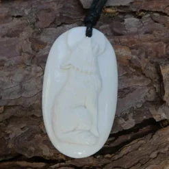 Wolf Schmuck aus Knochen Anhänger Kette
