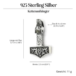 Wolfshammer Schmuck Anhänger aus 925 Silber
