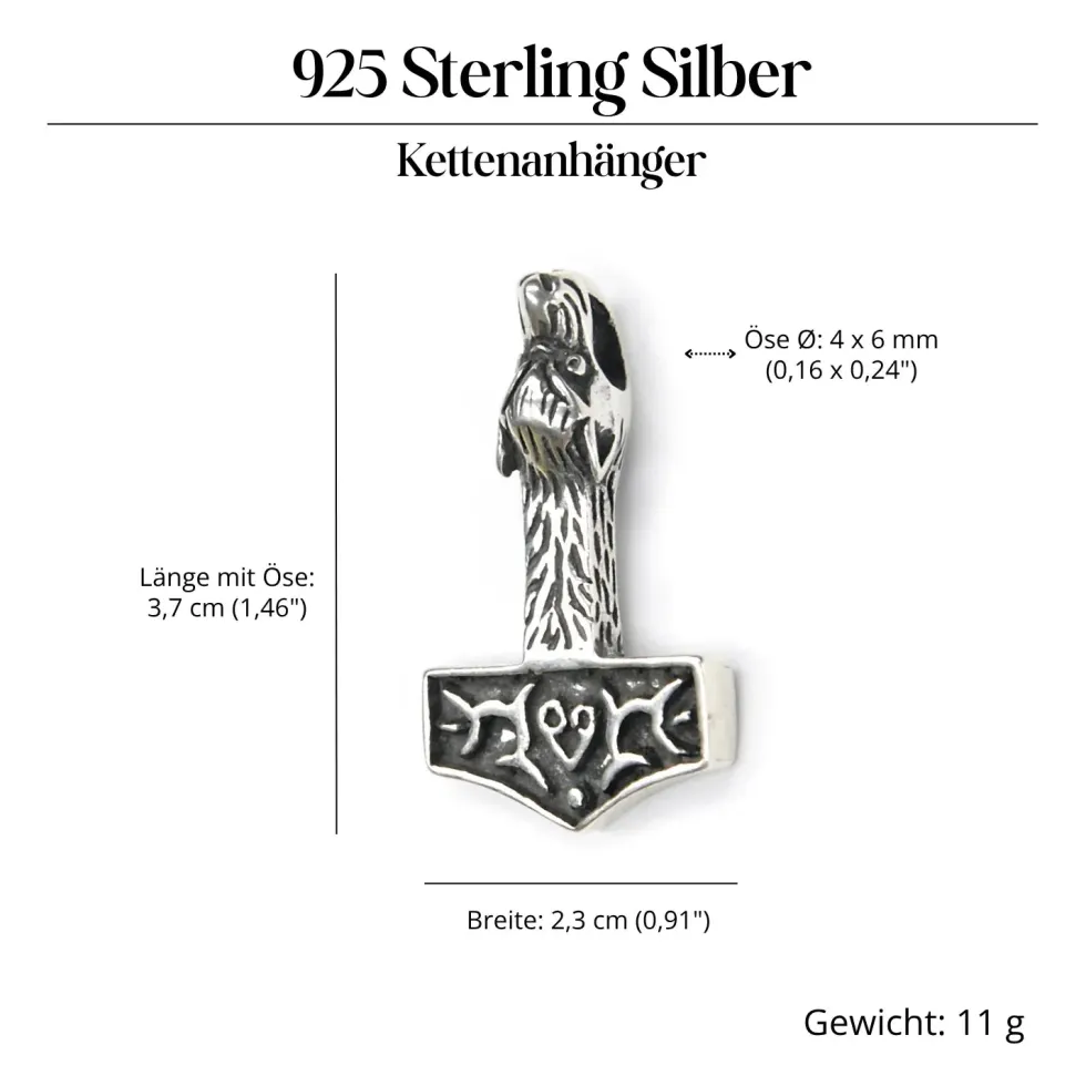 Wolfshammer Schmuck Anhänger aus 925 Silber