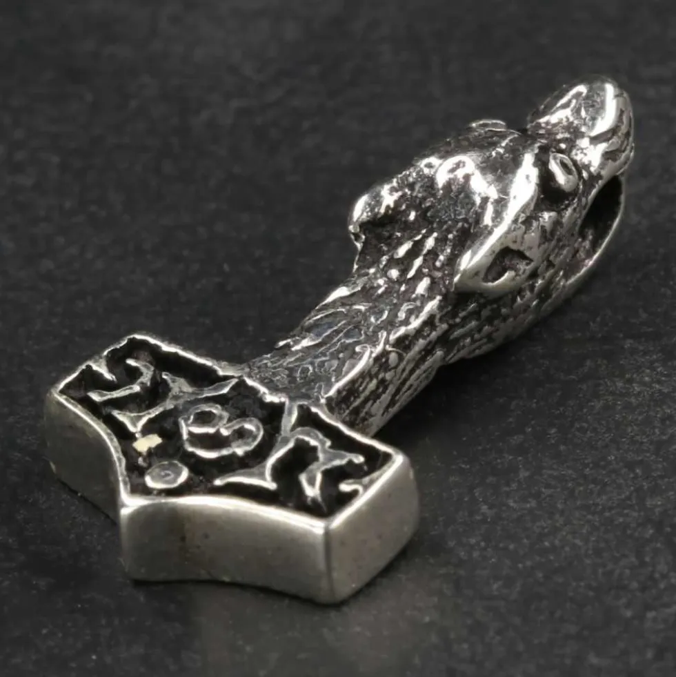 Wolfshammer Schmuck Wikinger Kettenanhänger 925 Silber