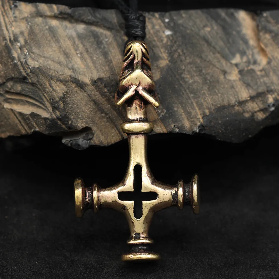 Wolfskreuz 5,5 cm Schmuck Bronze Kettenanhänger