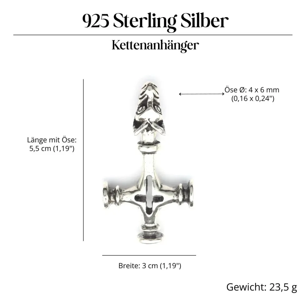 Wolfskreuz Schmuck Anhänger Silber Wikinger groß massiv 925 Silber