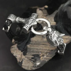 Wolf Thorshammer Armband Leder mit Edelstahl Klick Verschluss