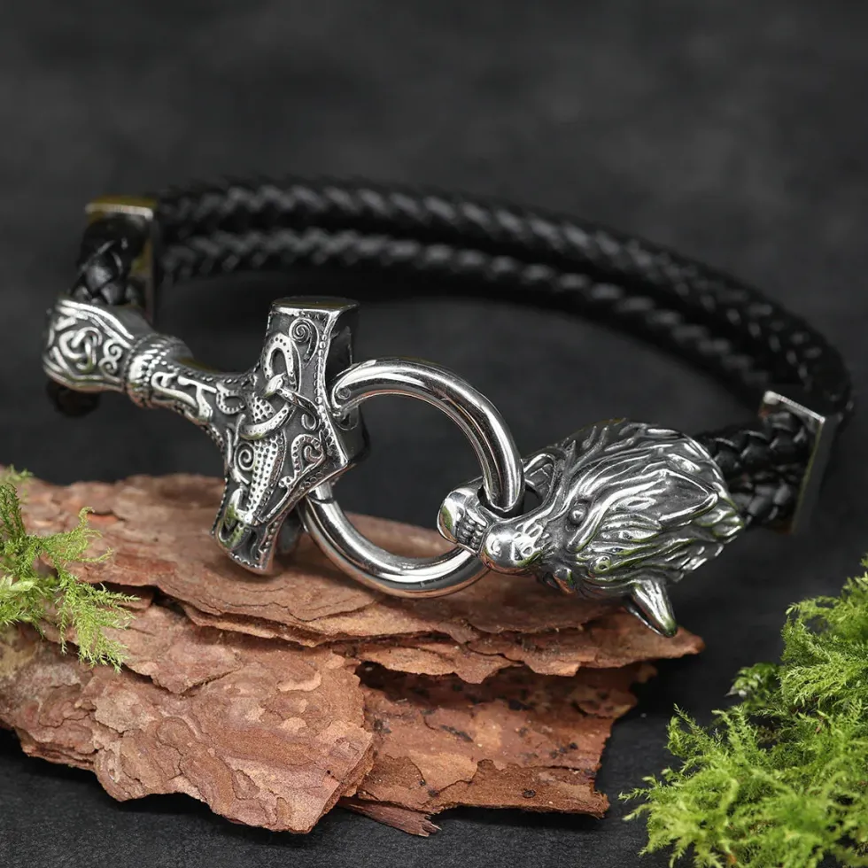 Wolf Thorshammer Armband Leder mit Edelstahl Klick Verschluss