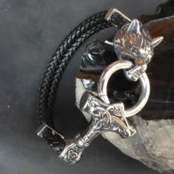 Wolf Thorshammer Armband Leder mit Edelstahl Klick Verschluss