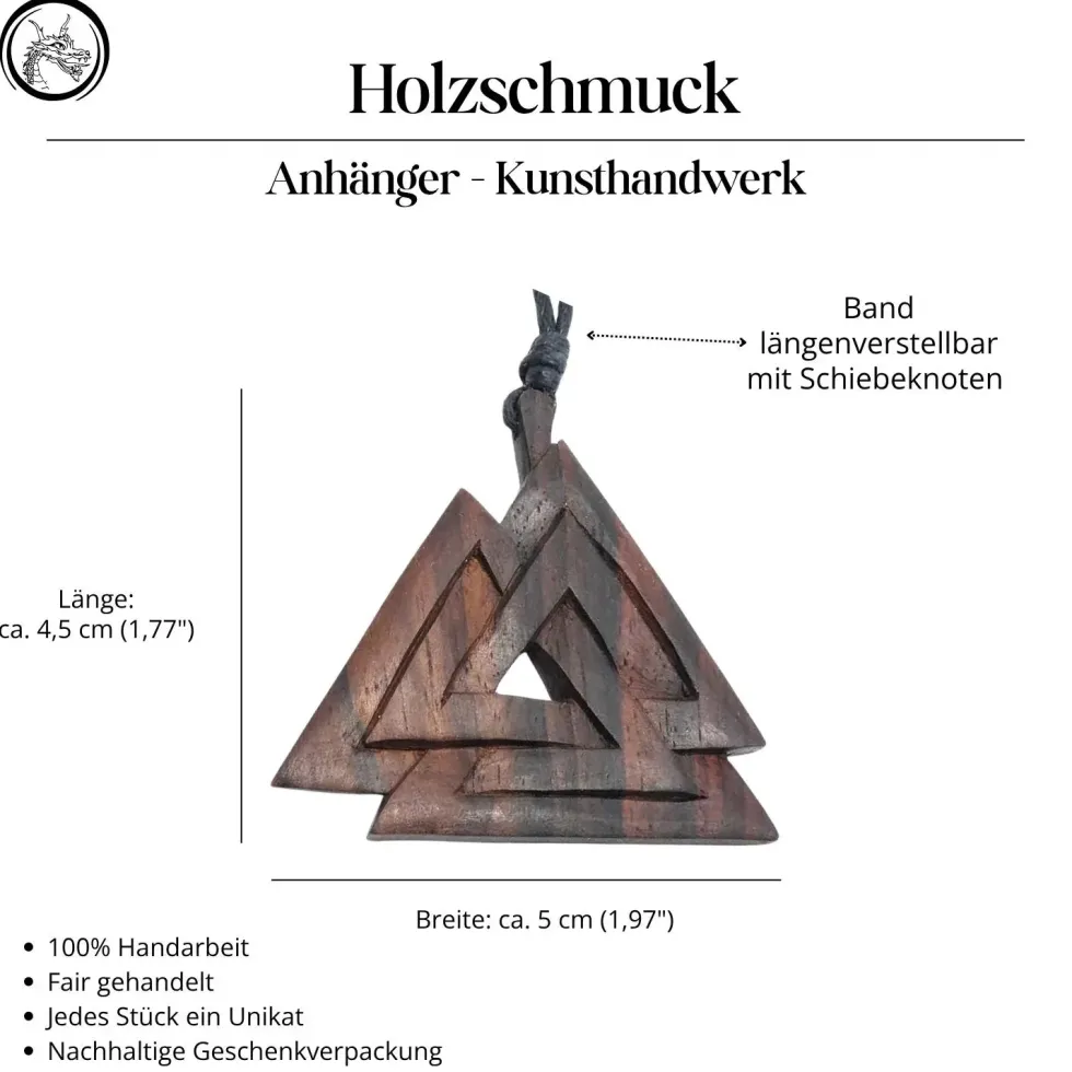 Wotans Knoten 2-farbiger Holzschmuck keltischer Anhänger Holz