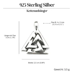 Wotans Knoten Schmuck Kettenanhänger 925 Silber keltischer Anhänger