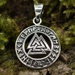 Wotans Knoten Schmuck mit Runen Anhänger 925 Silber