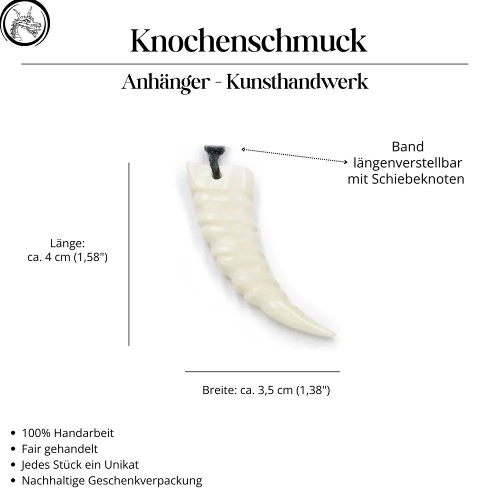 Zahn Schmuck aus Knochen Kette Anhänger
