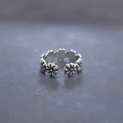 Zehenring Blumenkranz Schmuck Sommer 925 Silber Fußschmuck
