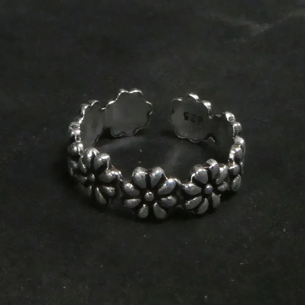 Zehenring Blumenkranz Schmuck Sommer 925 Silber Fußschmuck