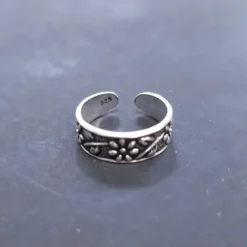 Zehenring Blume Schmuck Sommer 925 Silber Fußschmuck