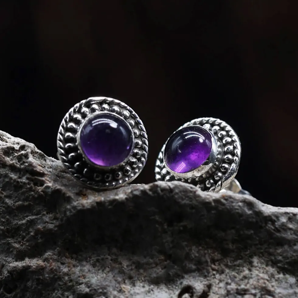 Zeitlose Ohrstecker Amethyst Damen Ohrring 925 Silber (Paar)