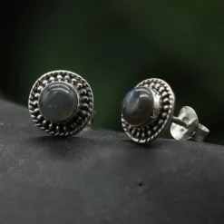 Zeitlose Ohrstecker Labradorit Damen Ohrring 925 Silber (Paar)