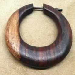 Zweifarbig gemaserte Holz Creole Ohrschmuck 5,5cm Holzohrring (Paar)