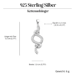 Zwei Schlangen Schmuck 925 Silber Kettenanhänger