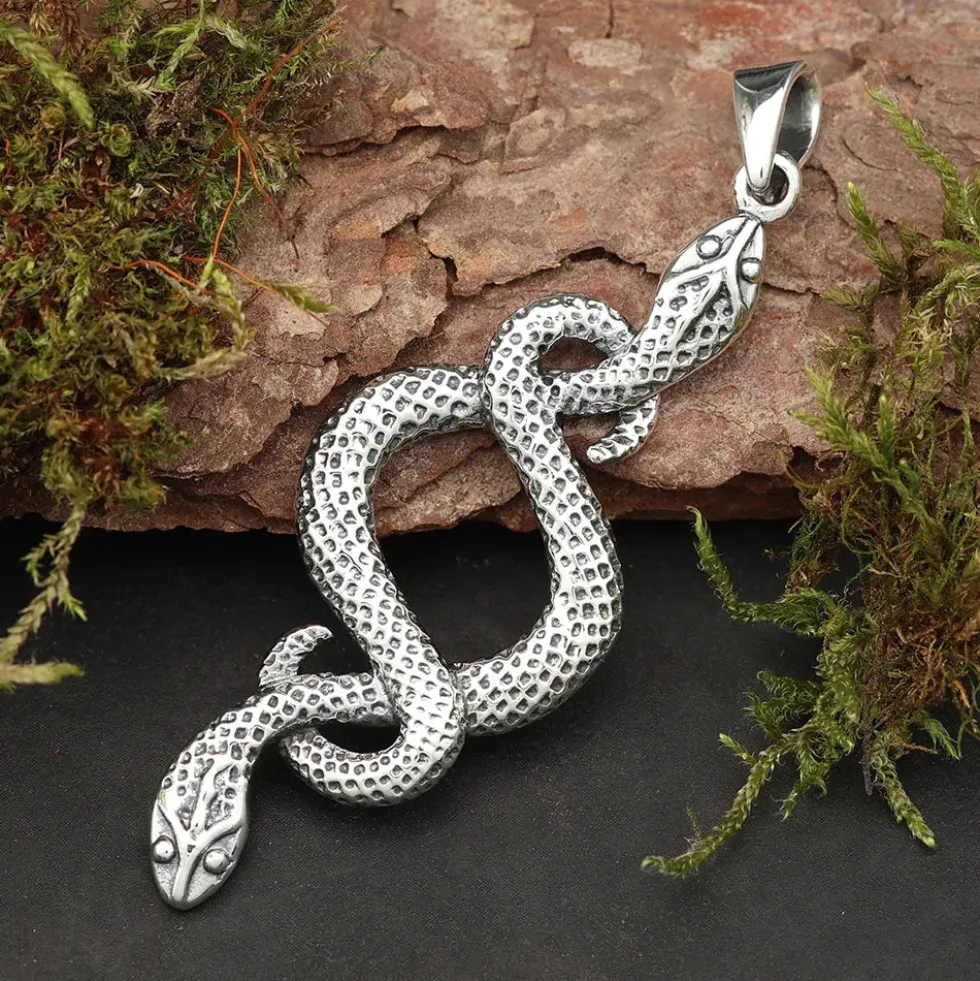 Zwei Schlangen Schmuck 925 Silber Kettenanhänger