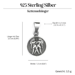 Zwillinge Schmuck Astrologie Sternzeichen 925 Silber Anhänger Schmuck