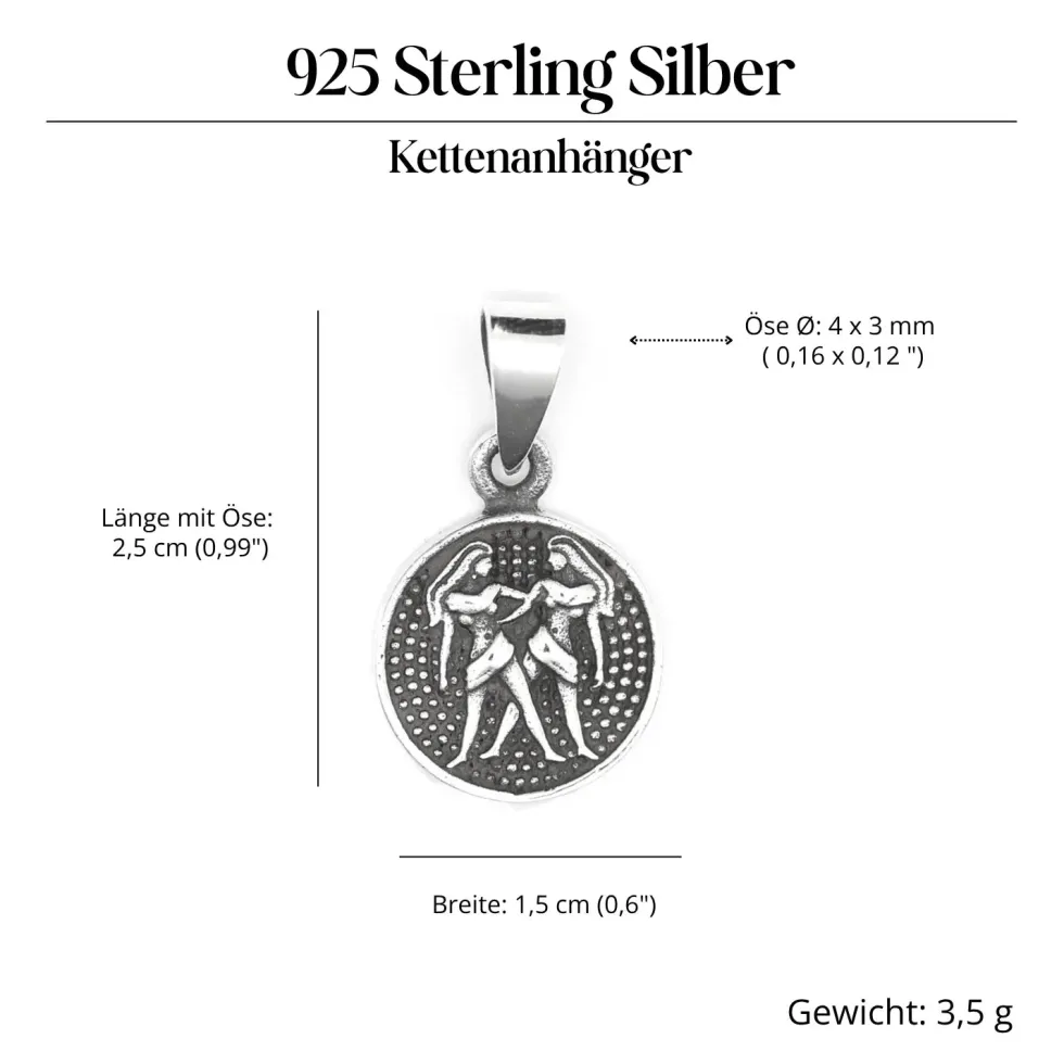Zwillinge Schmuck Astrologie Sternzeichen 925 Silber Anhänger Schmuck